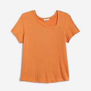 Orange ribbed knit top